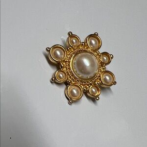 Gold and Pearl Sunburst Brooch